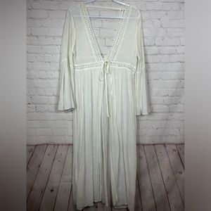 CUPSHE Women's Long Swim Deep V Tie Front  Cover Up Summer Cruise Beach